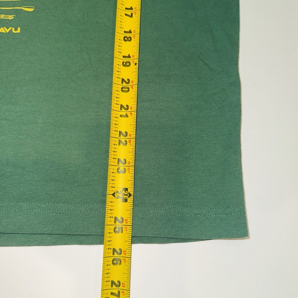 KAVU Paddle Out Front Graphic T-Shirt Men's Small Green Organic Cotton Kayak - Picture 7 of 9
